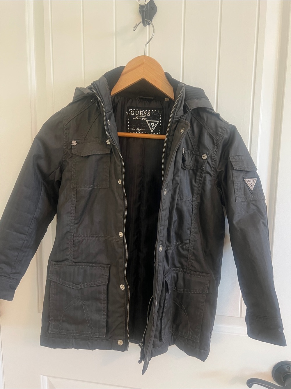 GUESS boy Black Hooded Military Field Jacket